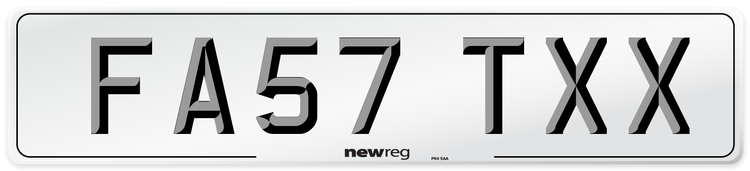 FA57 TXX Number Plate from New Reg